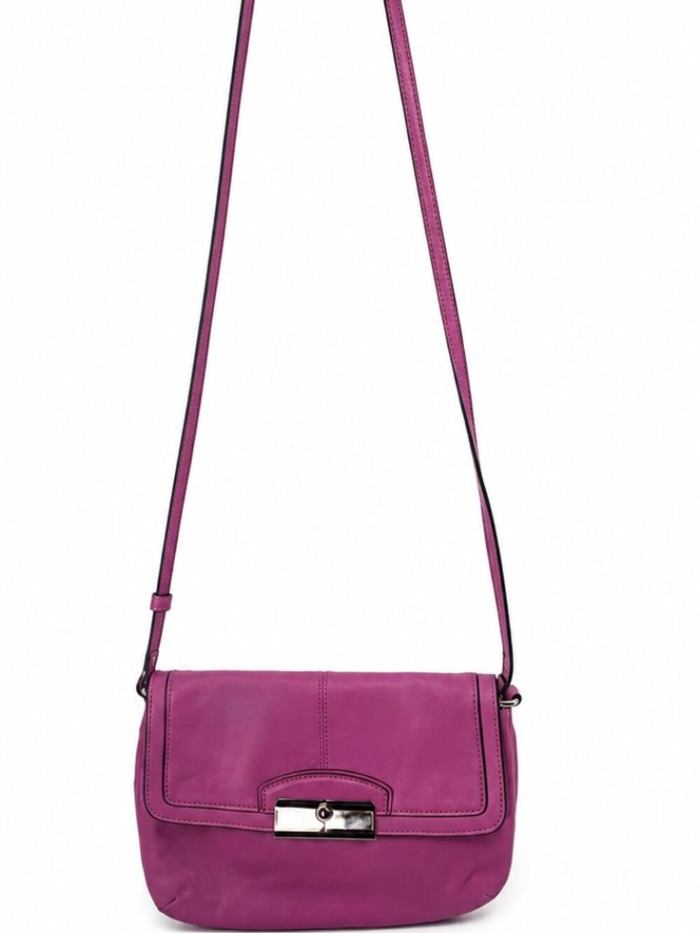 Coach 48986 Kristin Purple Leather Flap Wristlet Clutch Crossbody Bag Genuine